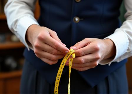 Sarto che prende misure per abito bespoke